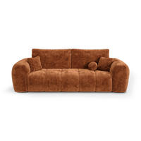 SCHLAFSOFA mit Stauraum SKY Geprägter Samt Terrakotta 260cm - Dunkelorange/Terracotta, Textil (260/75/100cm) - Premium Interiors