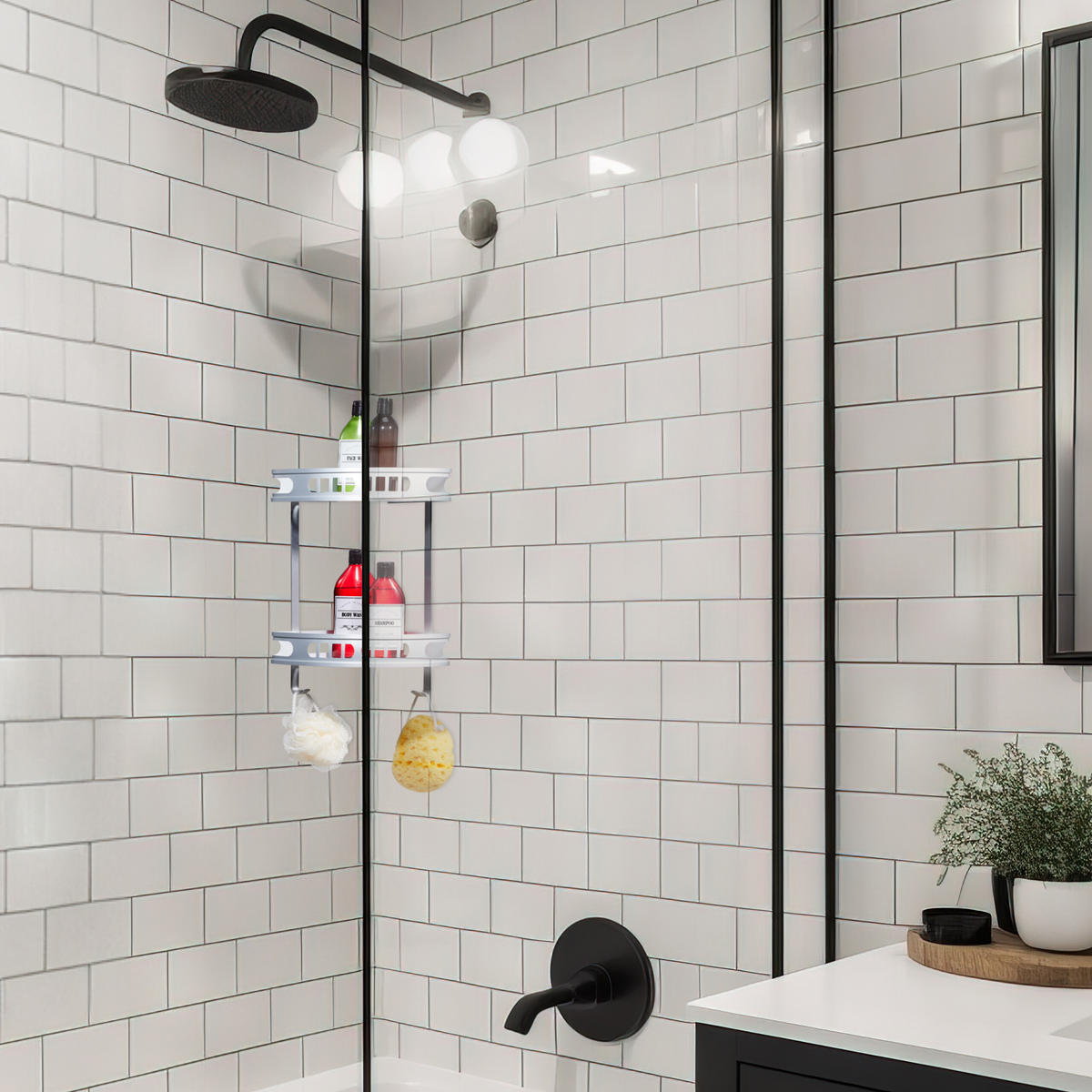 BADECKREGAL - Silberfarben, Metall (30/39/23cm) - Relaxdays