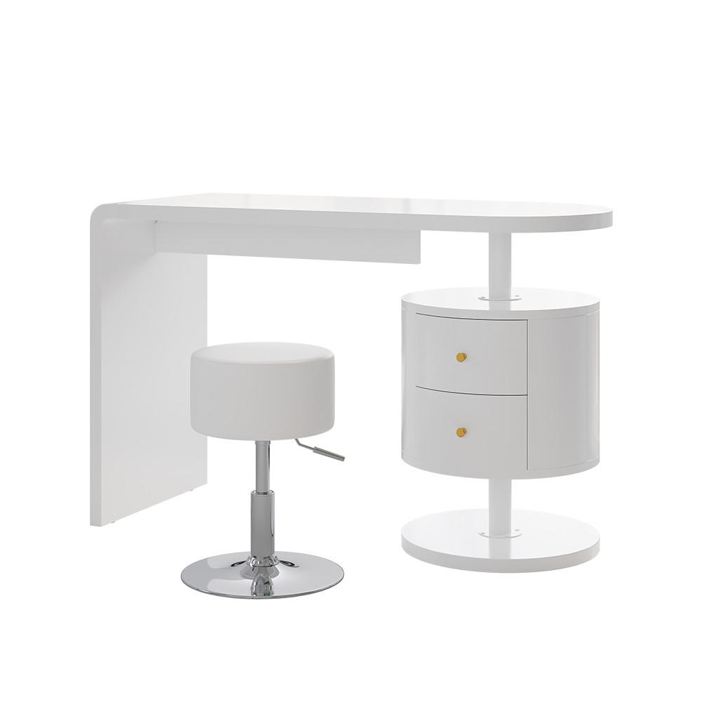 SCHMINKTISCH Lara Weiß 120 cm mit Hocker - Weiß, Holzwerkstoff (50/120/76cm) - Vicco