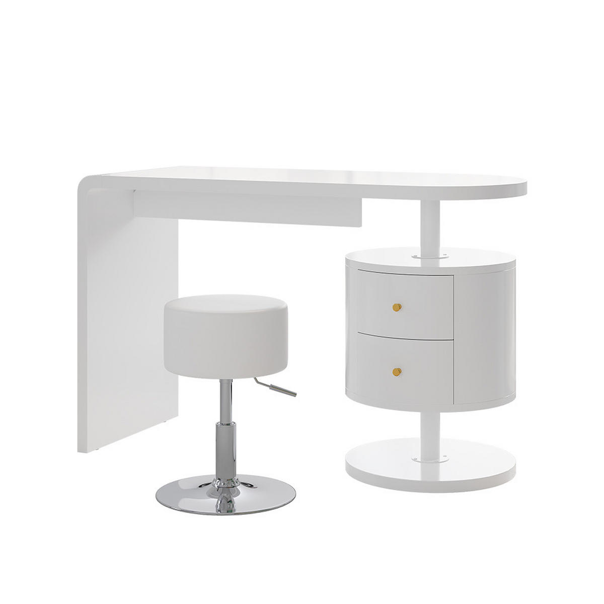 SCHMINKTISCH Lara Weiß 120 cm mit Hocker - Weiß, Holzwerkstoff (50/120/76cm) - Vicco