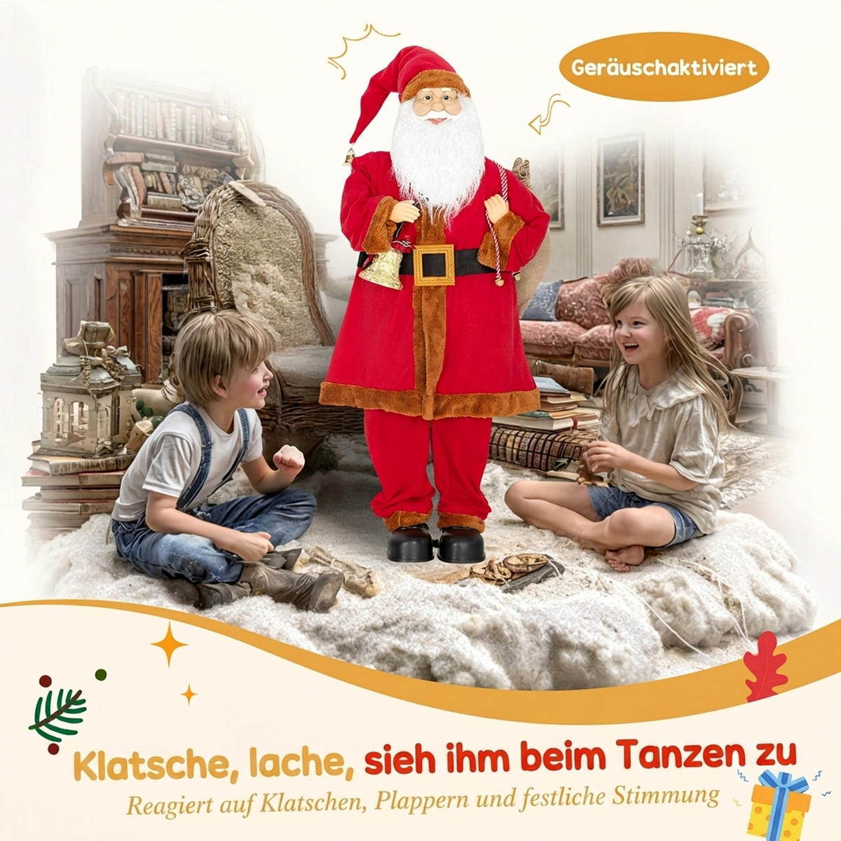 WEIHNACHTSMANN Stahl Polyester Rot - Rot, Textil (35/120/45cm) - HOMCOM