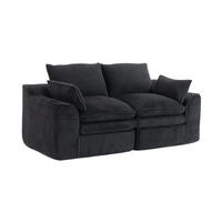 2-SITZER-SOFA 191/94/85 cm mit Seitentaschen und Kissen, Cordbezug und Federkern, Schwarz - Schwarz, Textil (191/85/94cm) - Redom