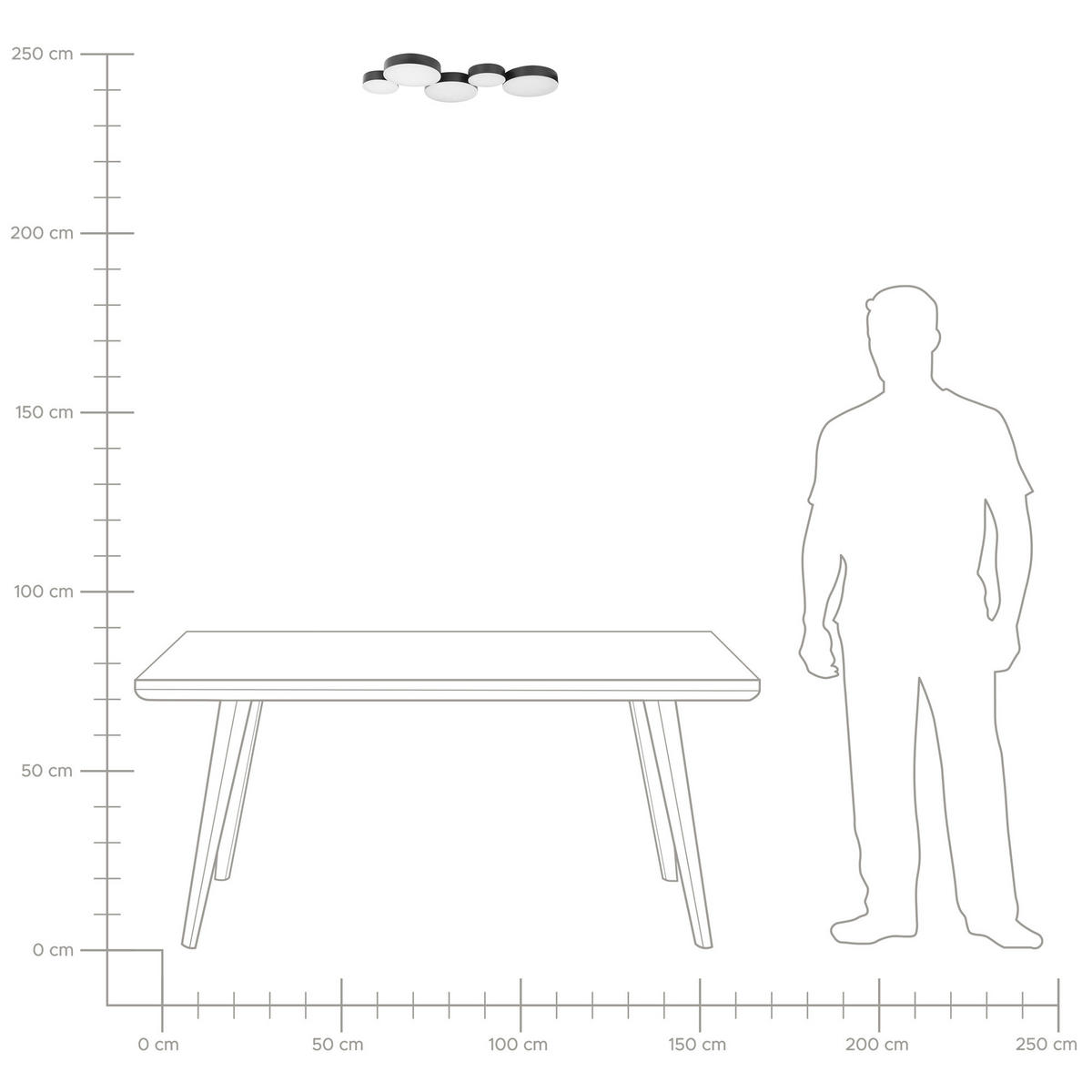 DECKENLEUCHTE Luga 20/54/3 cm - Schwarz, Metall (20/54/3cm) - Beliani