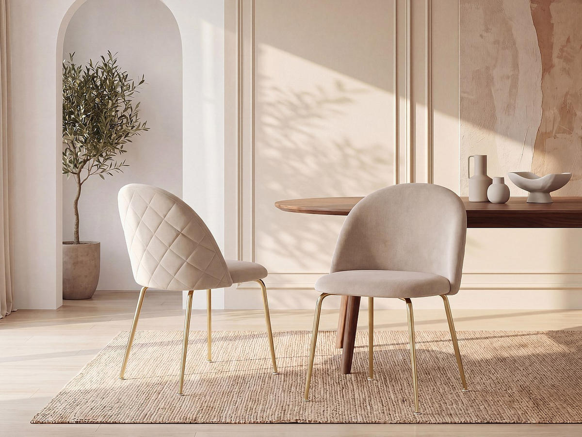 STUHL - 50 cm x 55 cm - samt - beige Melbourne - Beige, Textil (50/77/55cm) - Vente-Unique