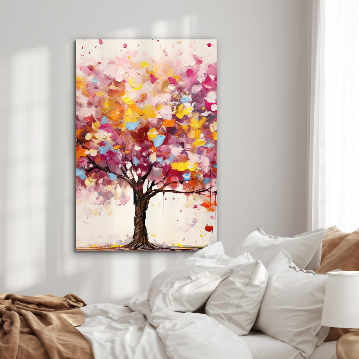 METALLBILD Aquarell - Baum - Kunst - Abstrakt 60x90 cm - Multicolor, Metall (60/90cm) - MuchoWow