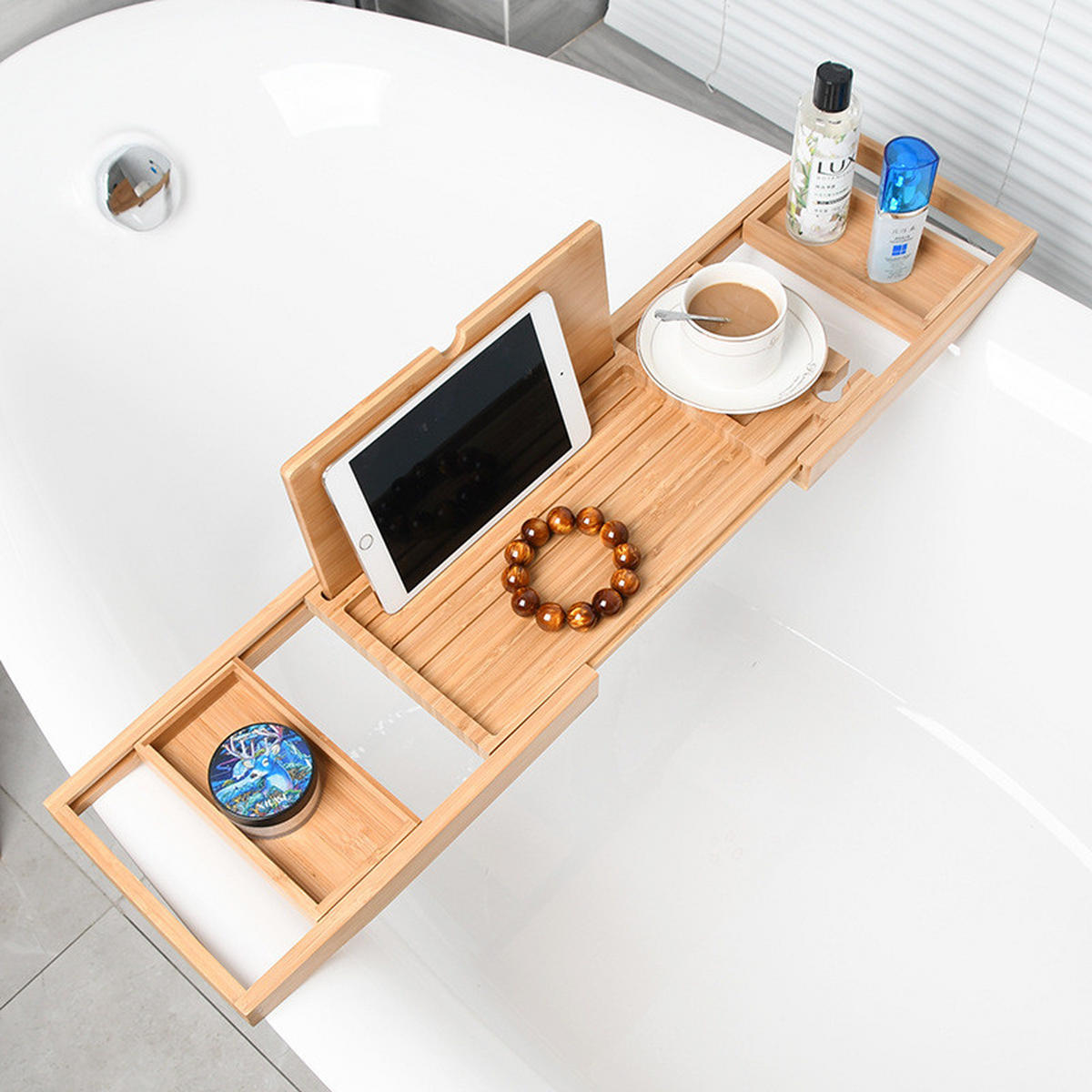 BADEWANNENABLAGE,BAMBUS, Ausziehbar, (60–87) cm × 20 cm - Braun, Holz (20/3/87cm) - Weltevree