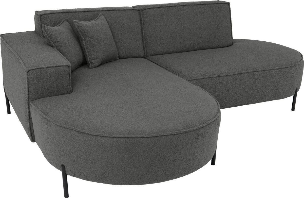 ECKSOFA Hana Loft 3-Sitzer Ecke Links, Boucle, Grau 241/80/168 cm - Schwarz/Grau, Textil/Metall (241/168cm) - WFL GROUP