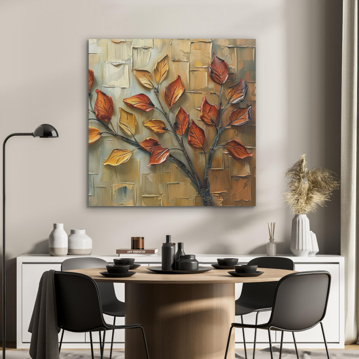 AKUSTIKPANEEL Baum - Abstrakt - Natur - Kunst 90x90 cm - Goldfarben, Textil (90/0.9/90cm) - MuchoWow