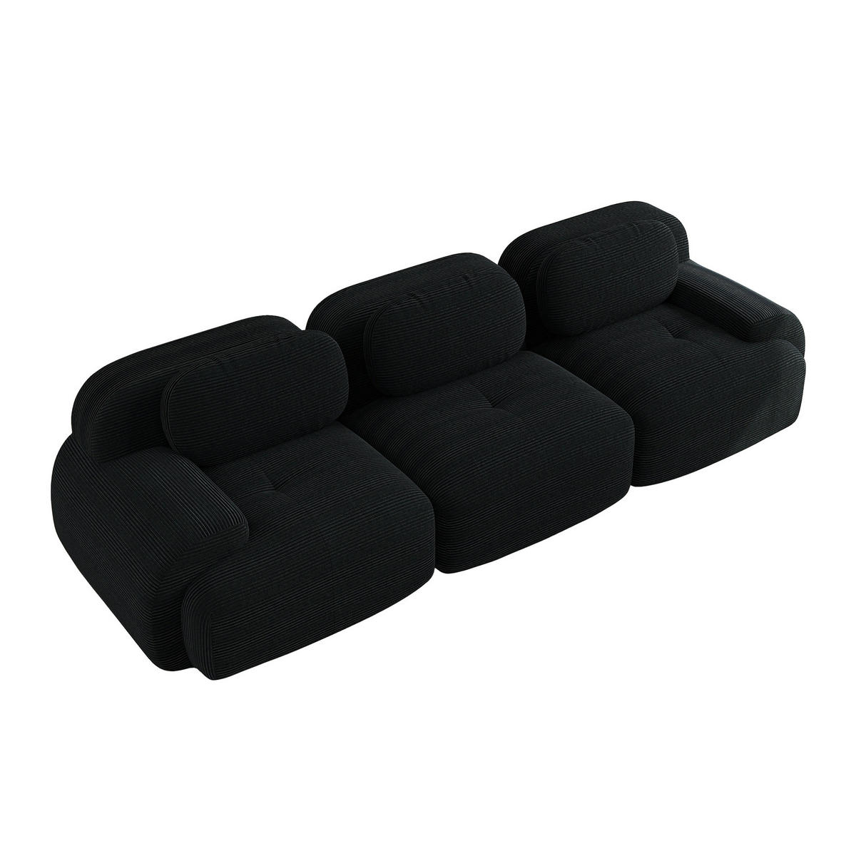ECKSOFA modular rahmenlos Cordstoff Black - Schwarz, Kunststoff (103/75/298cm) - Meubliv