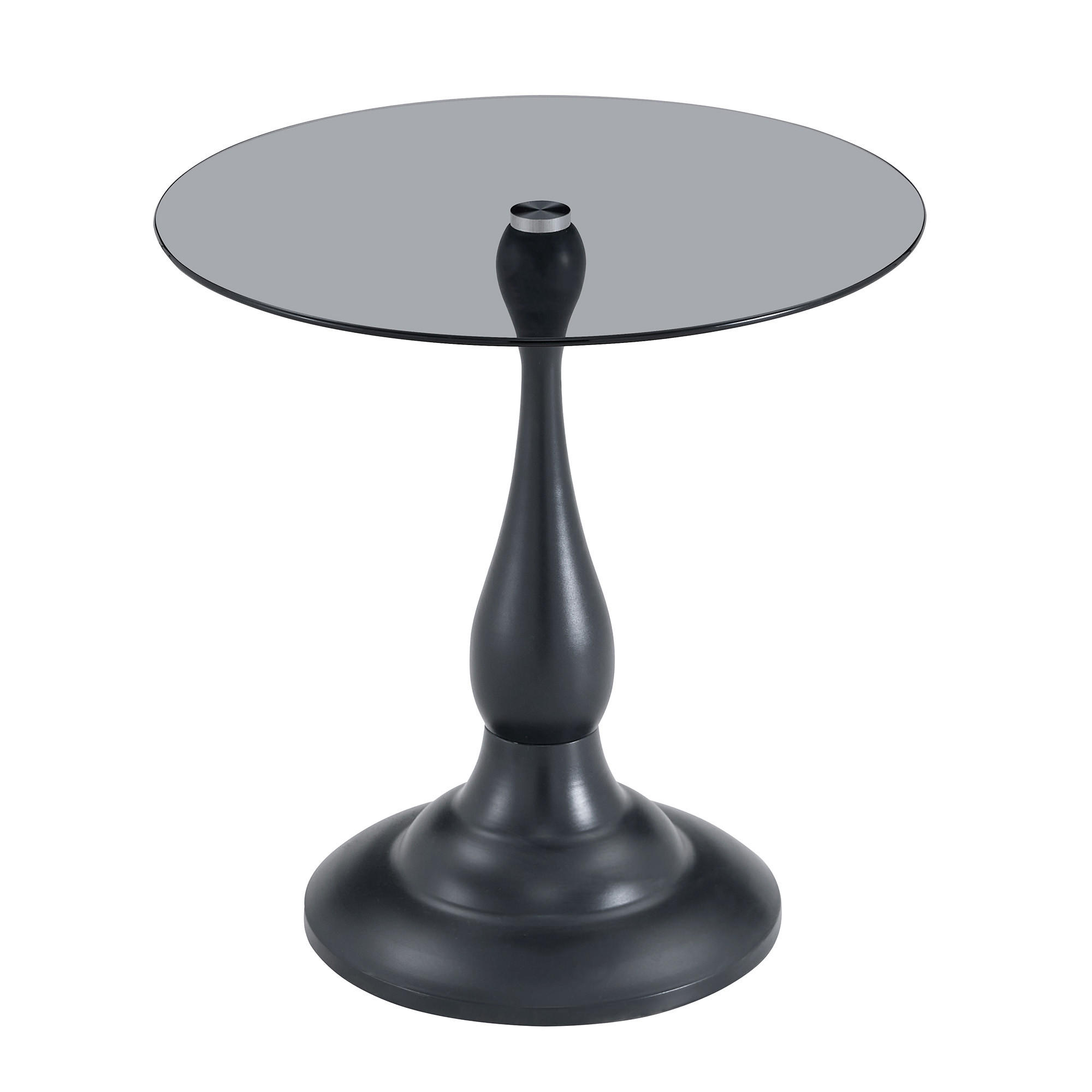 BEISTELLTISCH DE-37360 rund mit Glasplatte und geschwungenem Sockel Schwarz - Schwarz, Metall (50/50/51.5cm) - ComfortXL