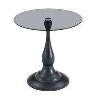 BEISTELLTISCH DE-37360 rund mit Glasplatte und geschwungenem Sockel Schwarz - Schwarz, Metall (50/50/51.5cm) - ComfortXL