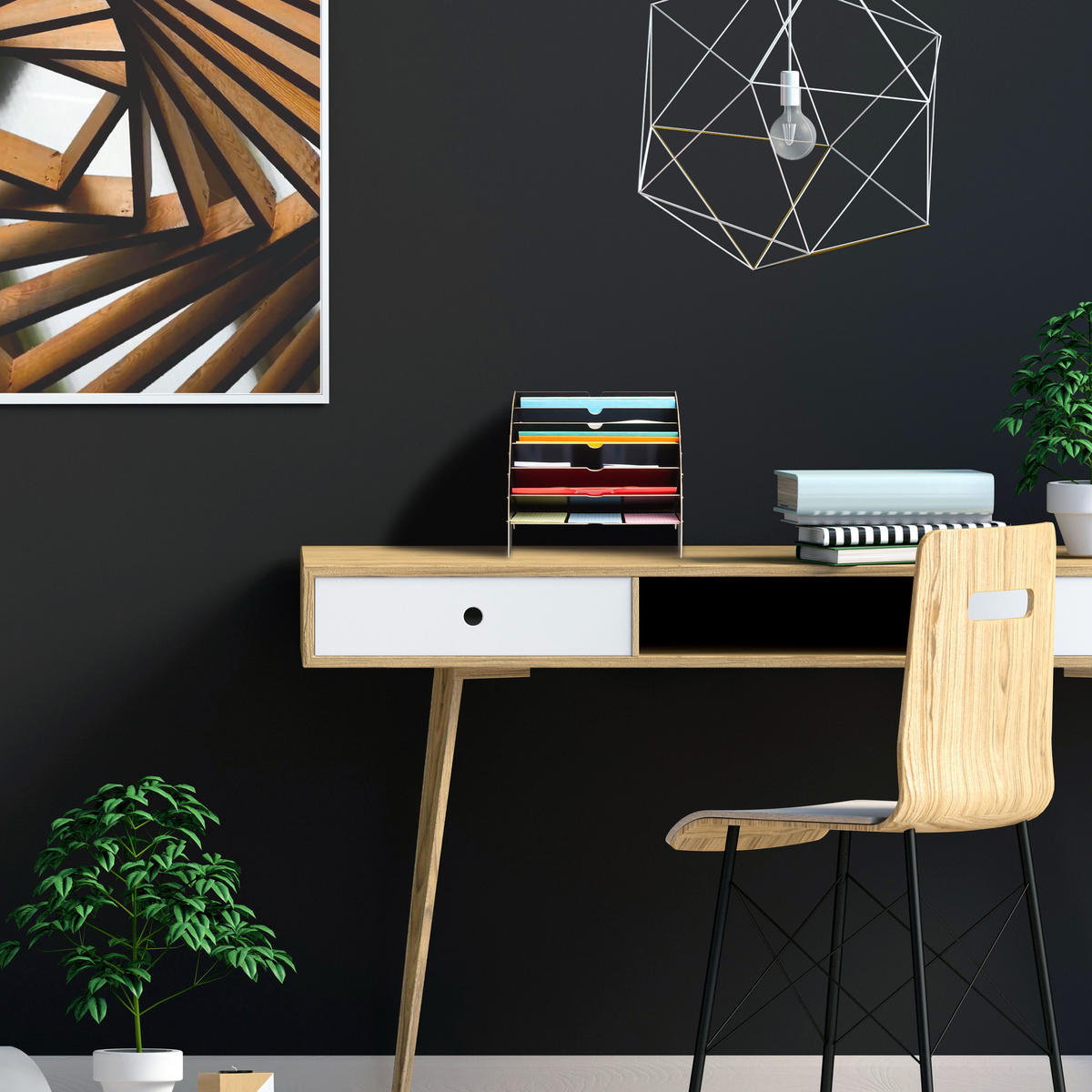 ULOŽENIE dokumentov - čierna, kompozitné drevo (34/27/27cm) - Relaxdays