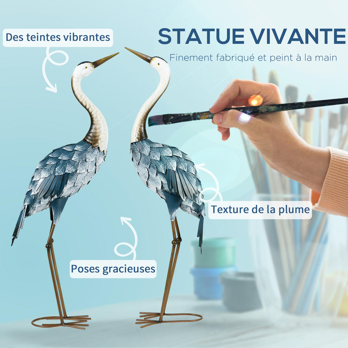 KRANFIGUREN 2er-Set DE-13765 wetterfest aus Stahl - Blau, Metall (15/74/26cm) - ComfortXL