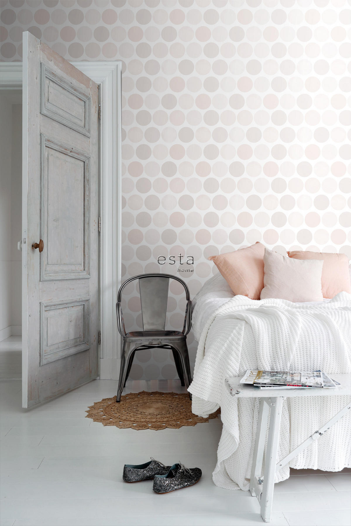 TAPETE große Punkte 53 cm x 10.05 m - Beige, Papier (53/1000cm) - ESTAhome