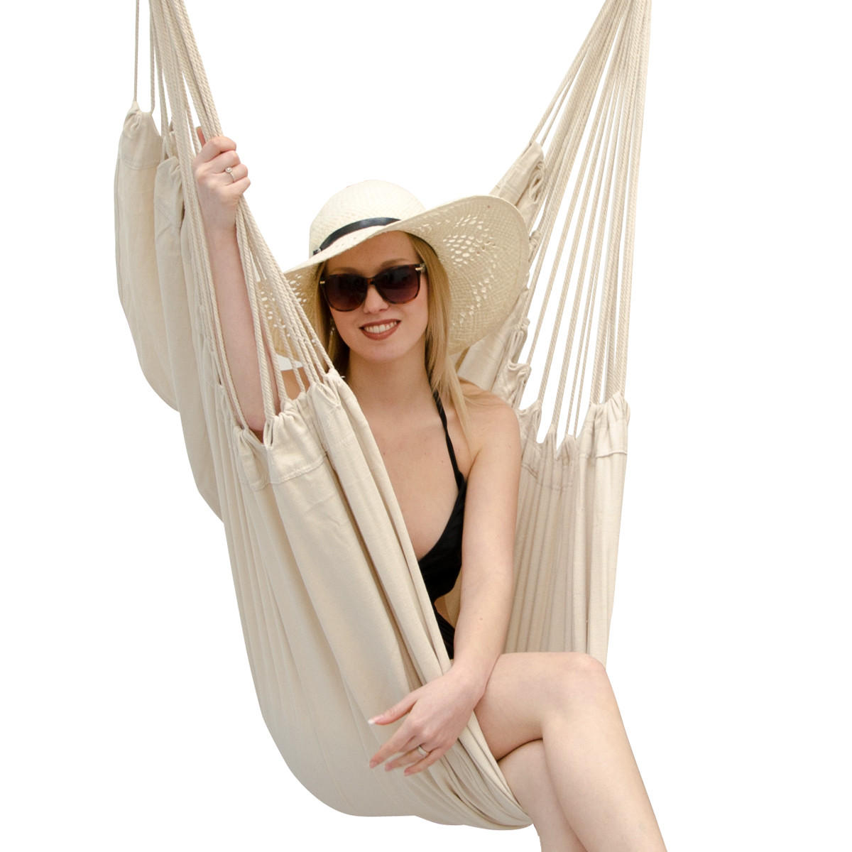 XXL-HÄNGESESSEL 185/130 cm Belastbar bis 150 kg Creme - Beige, Textil (130/155/185cm) - Amanka