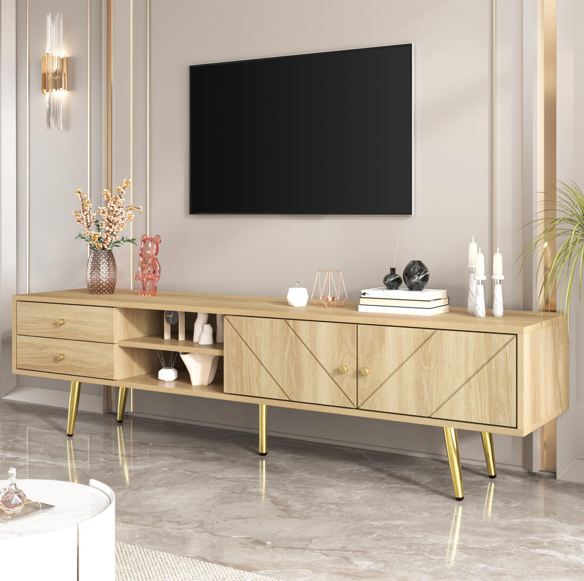 TV-BOARD mit 2 Schubladen 160 cm Holzoptik - Braun, Holzwerkstoff (36/42/160cm) - Beauniv