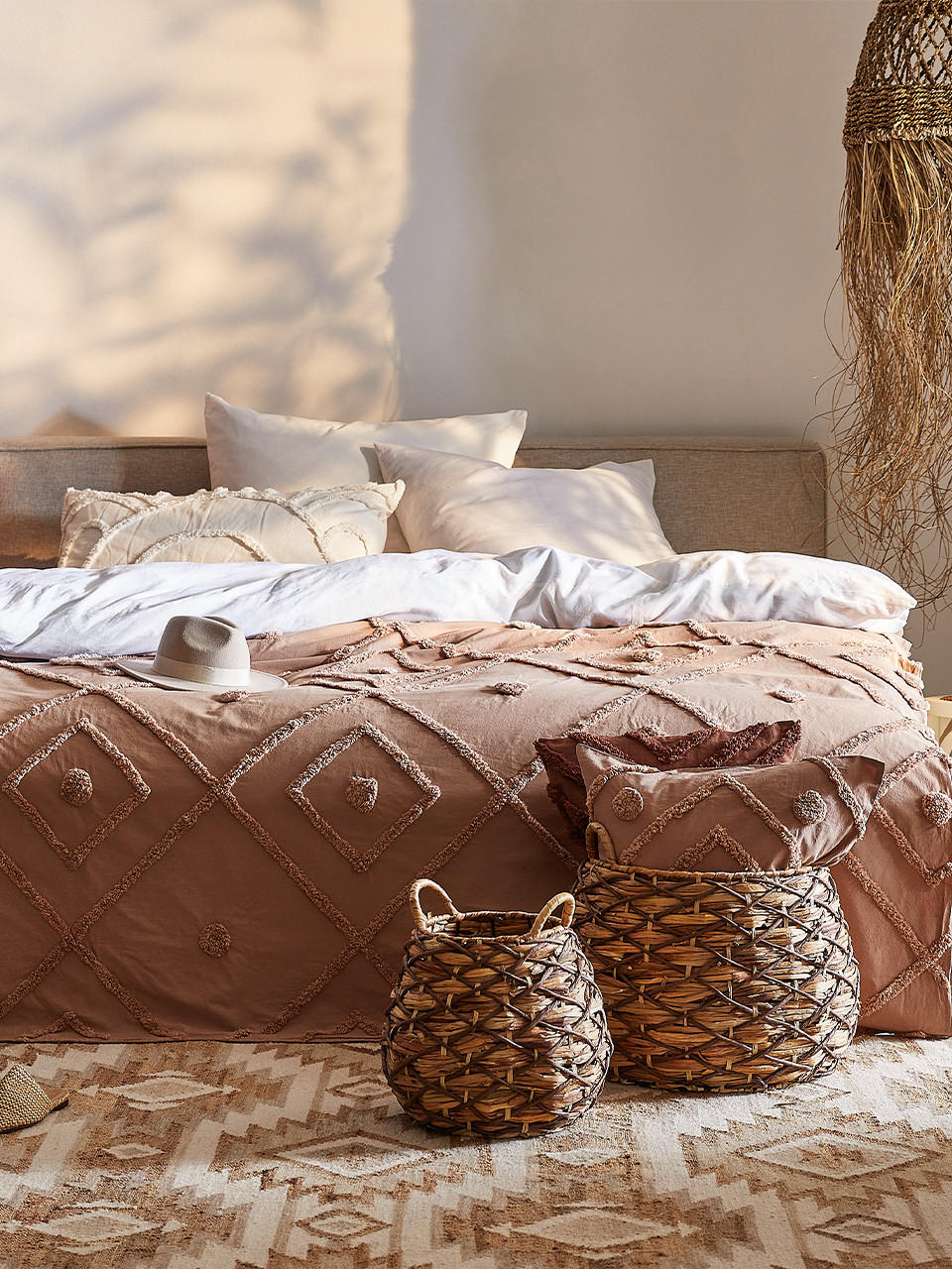 Boho Style Schlafzimmer Bettwäsche Deko