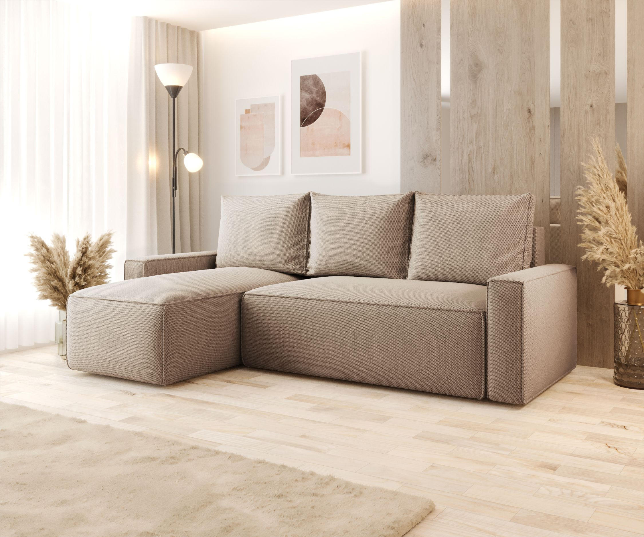 ECKSOFA mit Schlaffunktion SAVIO Curio 15 Links - Beige, Textil (232/140cm) - Bedante