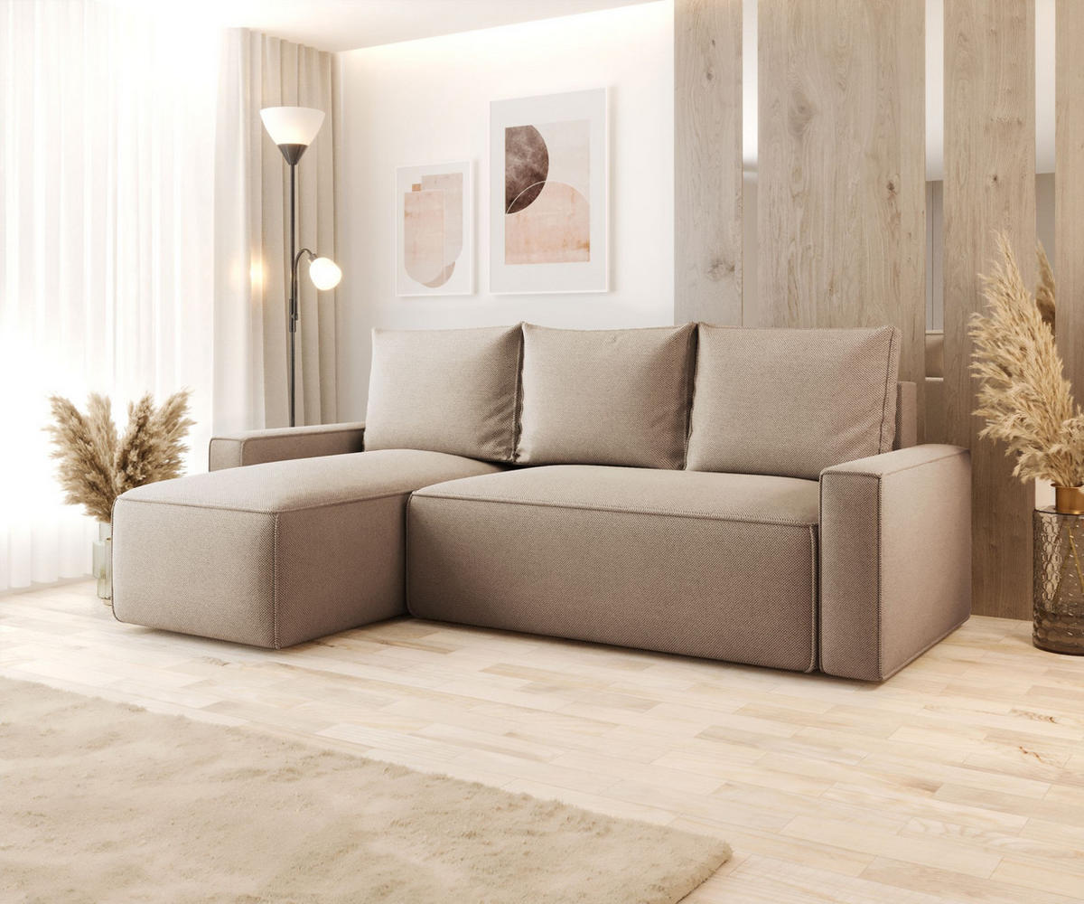 ECKSOFA mit Schlaffunktion SAVIO Curio 15 Links - Beige, Textil (232/140cm) - Bedante