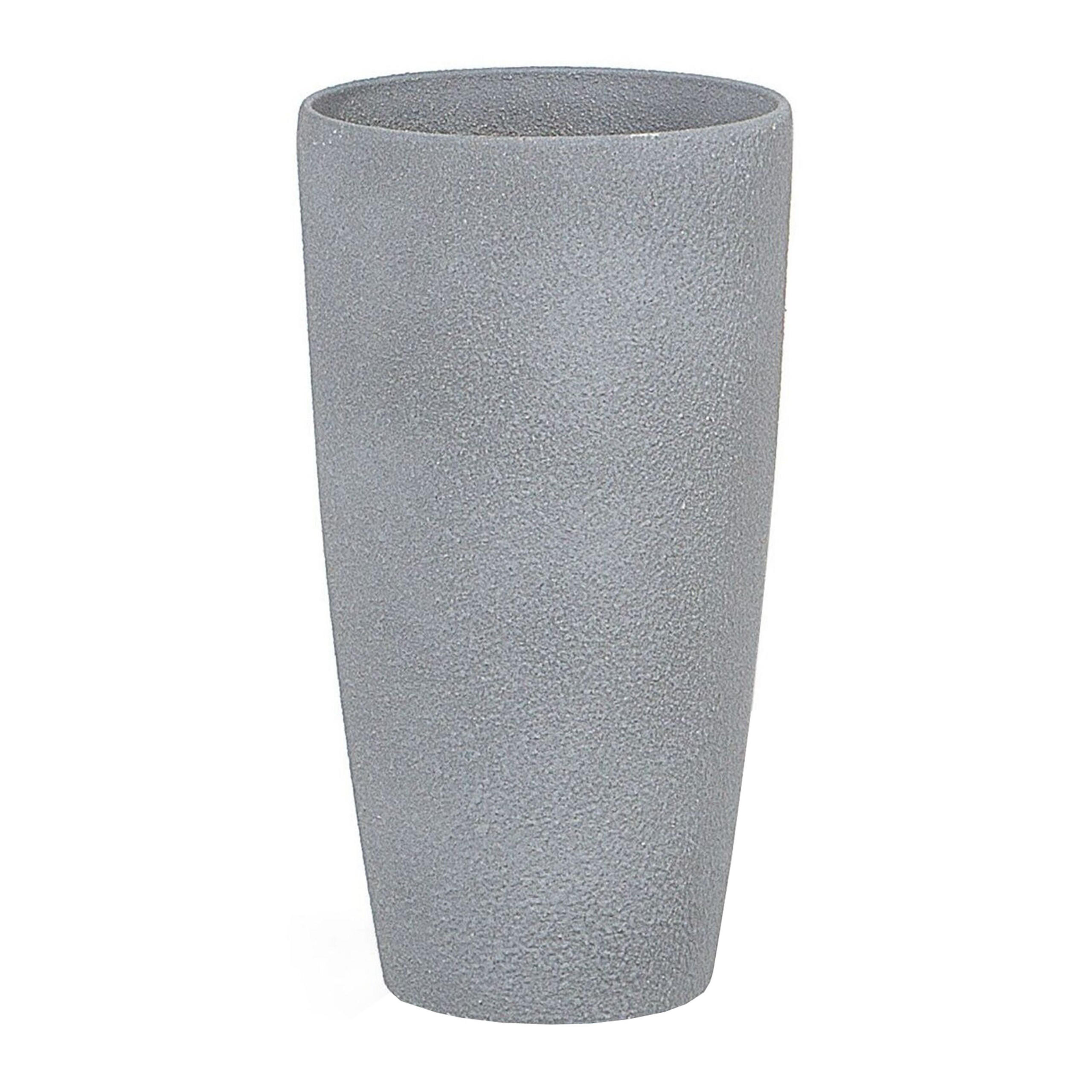 BLUMENTOPF hellgrau rund 23/23/42 cm Abdera - Hellgrau, Stein (42cm) - Beliani