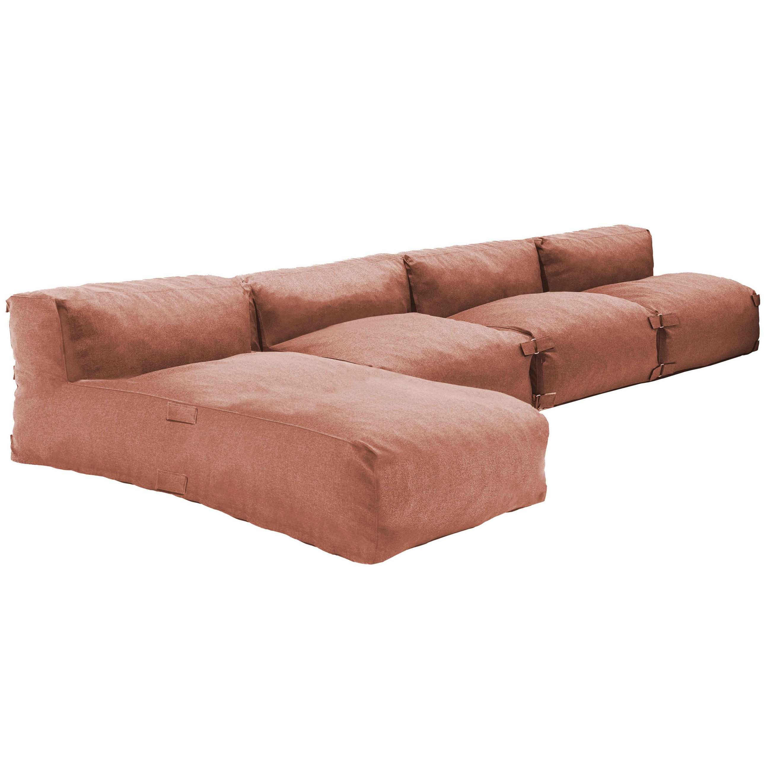 GARTENSOFA mit 4 Sitzplätzen, Terrakotta - Braun, Textil - Oviala