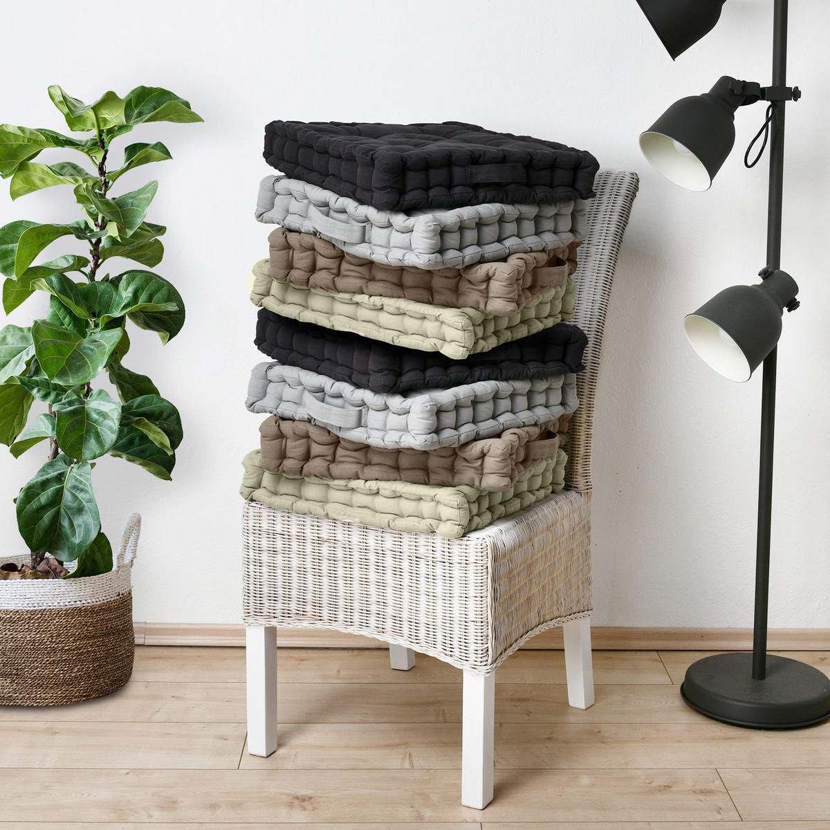 STUHLKISSEN Mila 50/50/10cm Anthrazit - Anthrazit, Textil (50/50/10cm) - Beautissu 