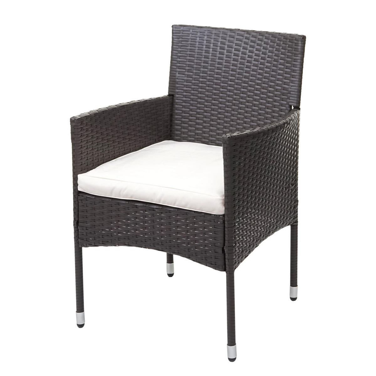 POLY-RATTAN BALKONSET Grau, Cremeweiß 3-teilig-Set - Weiß/Grau, Kunststoff - MCW