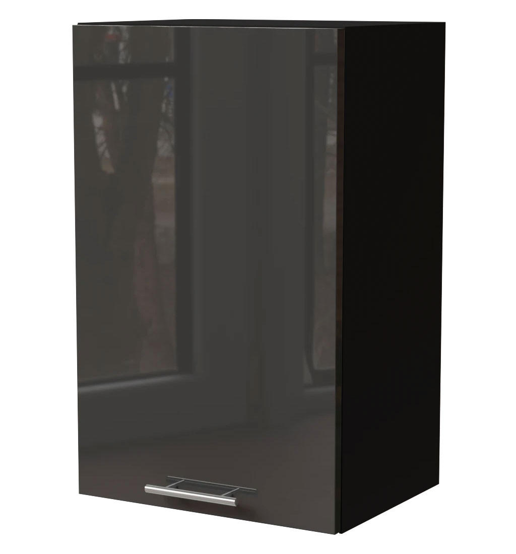 KÜCHENHÄNGESCHRANK Essen W2/45 Graphit Hochglanz / Schwarz Matt 45 / 32,5 / 72cm - Schwarz/Graphitfarben, Holz/Holzwerkstoff (45/72/32.5cm) - Feldmann-Wohnen