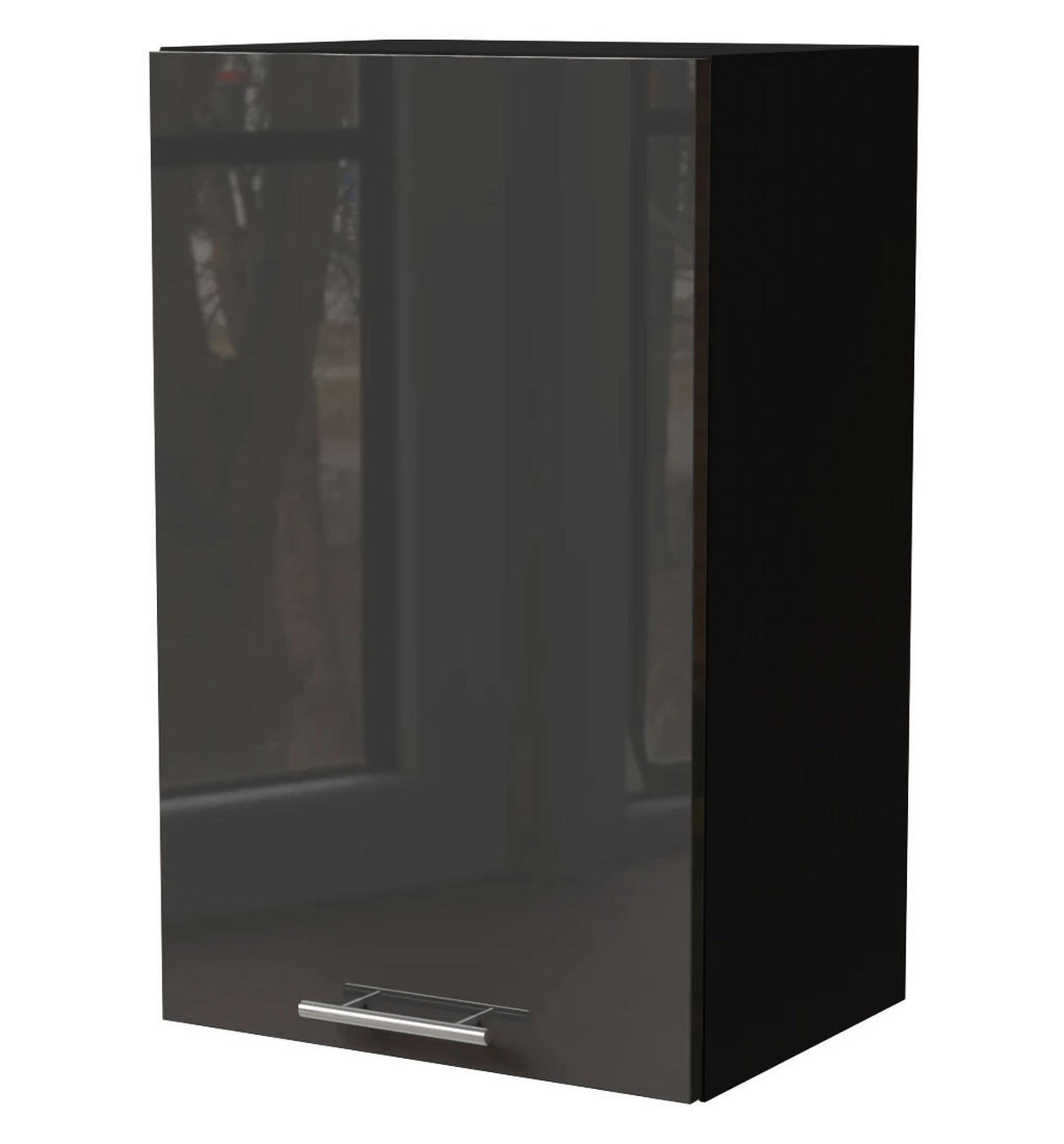 KÜCHENHÄNGESCHRANK Essen W2/45 Graphit Hochglanz / Schwarz Matt 45 / 32,5 / 72cm - Schwarz/Graphitfarben, Holz/Holzwerkstoff (45/72/32.5cm) - Feldmann-Wohnen