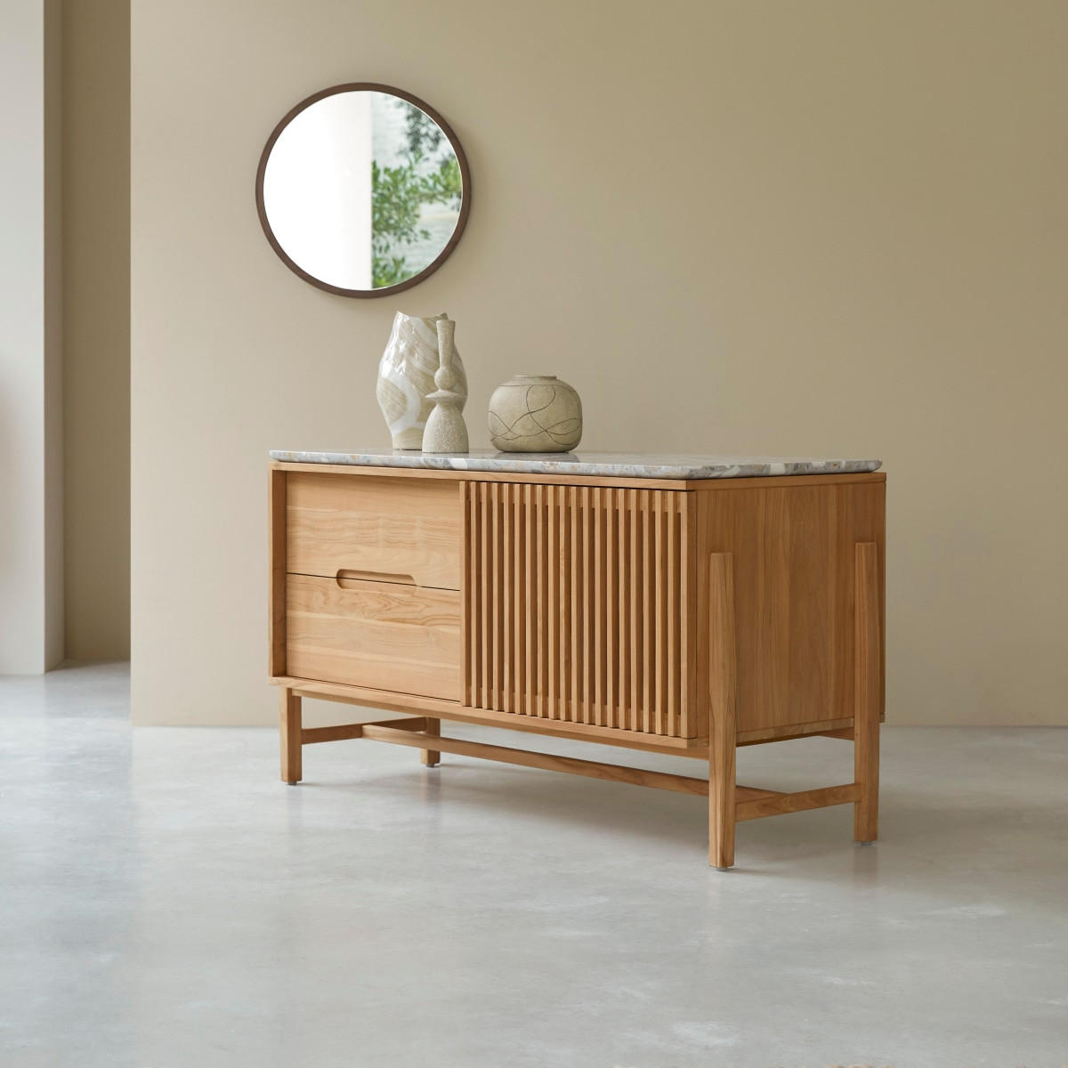 SIDEBOARD Isaure Natur aus Teak - Naturfarben, Holz (140/75/55cm) - Tikamoon