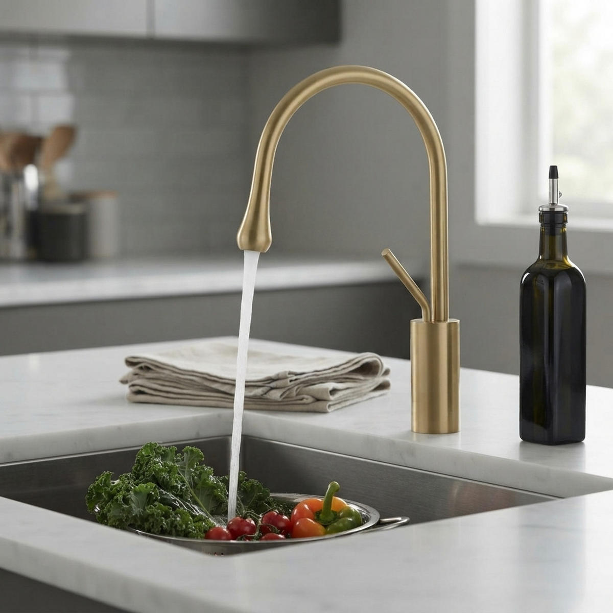 ARMATUR in gebürstetem Gold mit Wasserschlauch, 42 x 26 x 7 cm - Goldfarben, Metall (42/7/26cm) - Vallsero