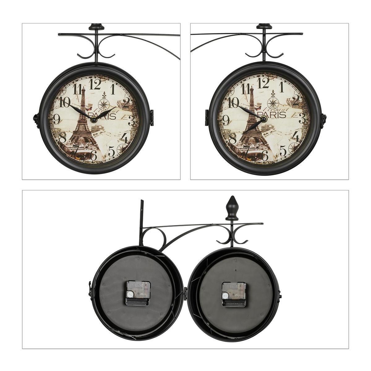 BAHNHOFSUHR - Multicolor, Glas/Metall (35/34/10cm) - Relaxdays