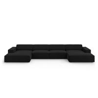 PANORAMASOFA Jodie aus strukturiertem Stoff schwarz 6 Sitzplätze - Schwarz, Textil (166/70/364cm) - Micadoni