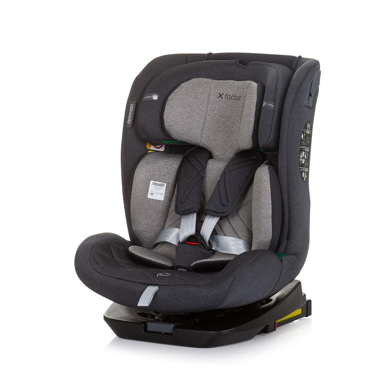 KINDERSITZ X-Factor i-Size grau (40 - 150 cm) Isofix verstellbar drehbar - Grau, Kunststoff (44/78/43cm) - Chipolino