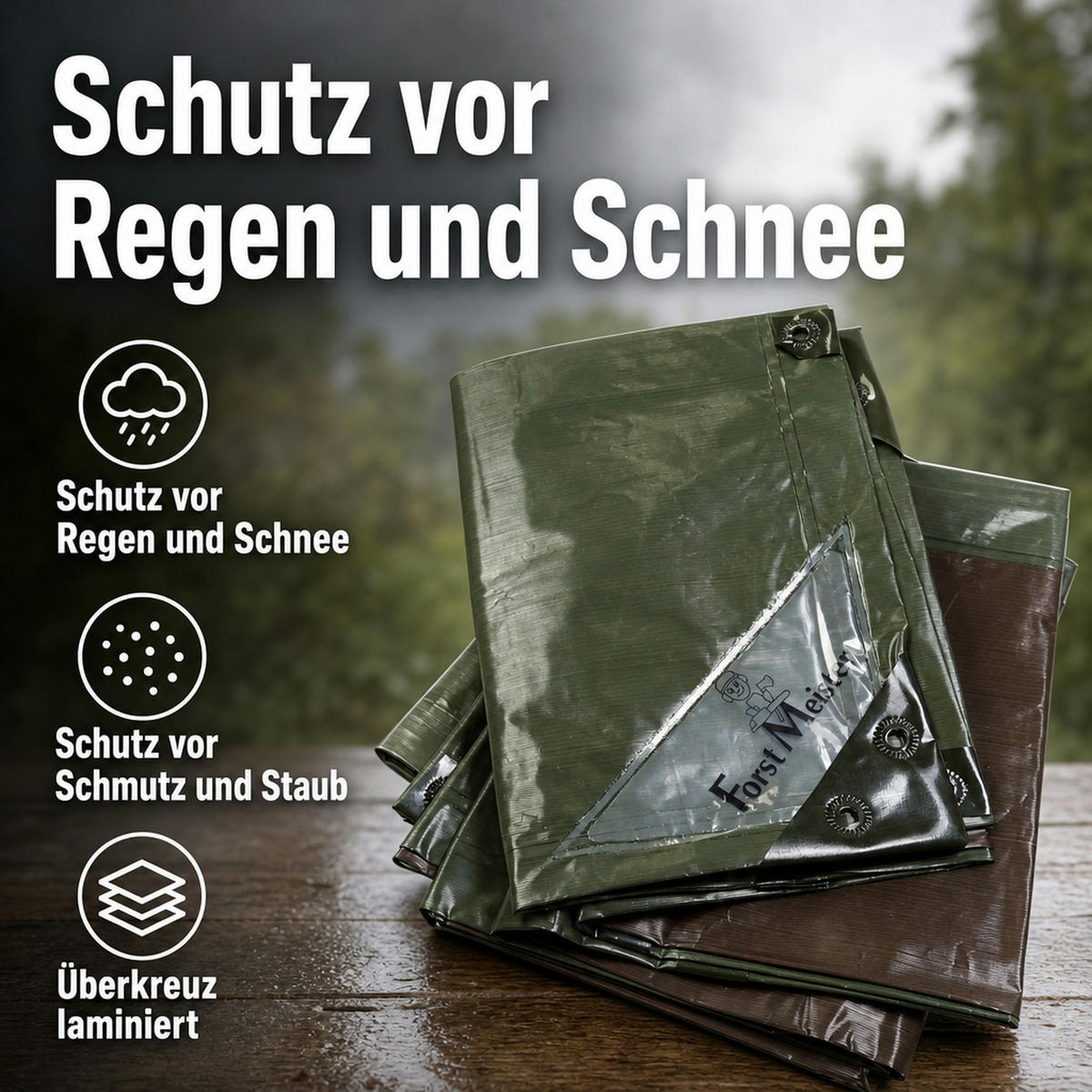 HOLZABDECKPLANE 150 g/m² - Dunkelgrün, Kunststoff (600/150/1cm) - Westfalia