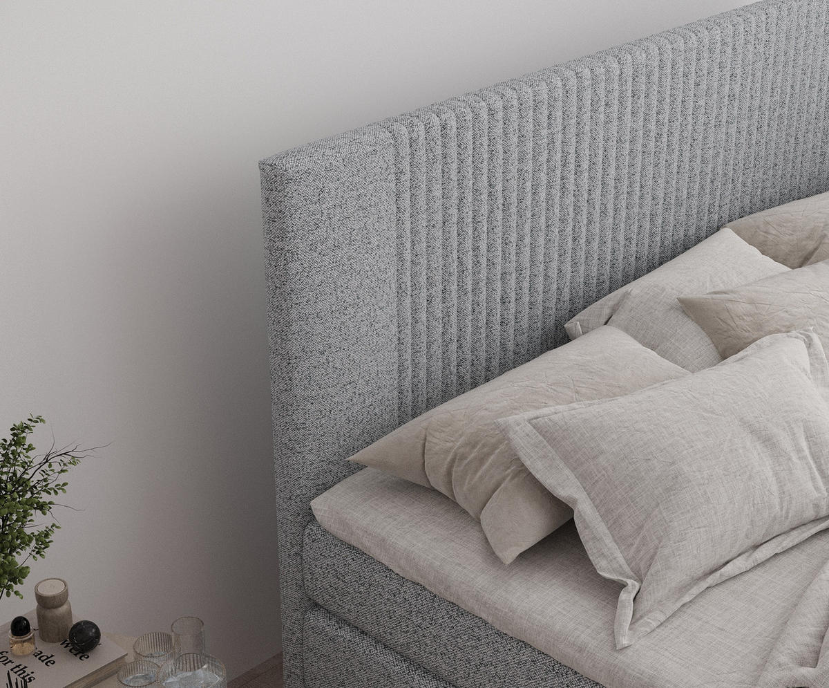 BOXSPRINGBETT Bergamo Grau 140/200 cm - Schwarz/Grau, Holz/Holzwerkstoff (140/200cm) - Maison de Reve