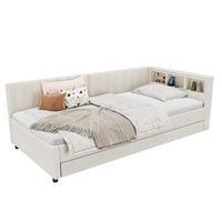 POLSTERBETT 90/200 cm Beige mit LED-Beleuchtung und USB- und Type-C-Anschlüssen - Beige, Textil (90/200cm) - Flora Grace