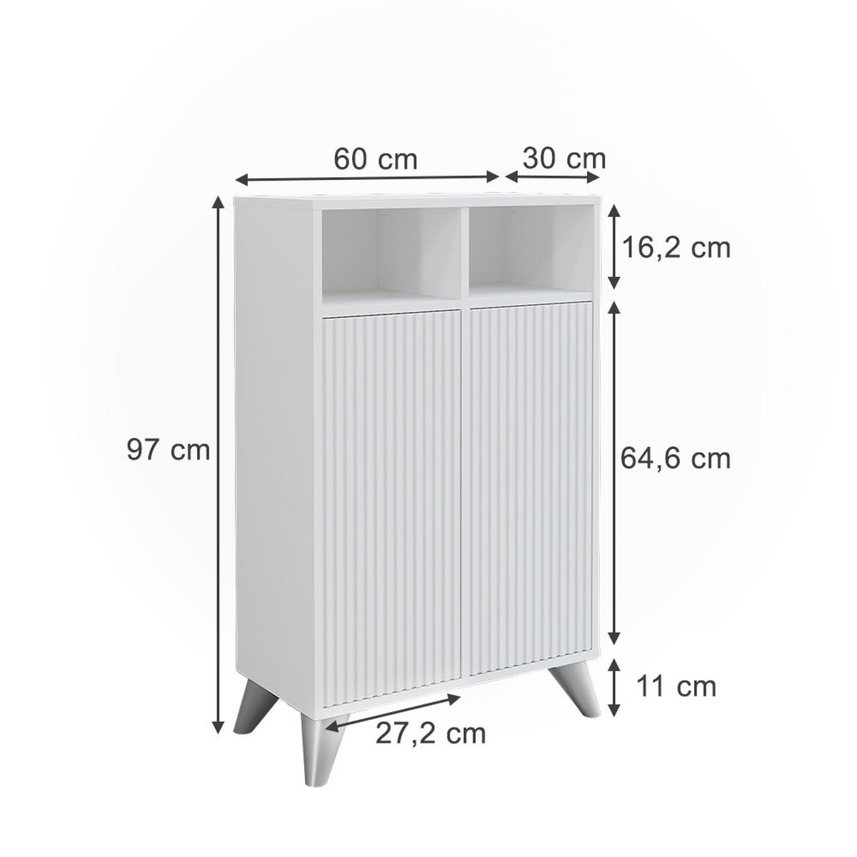 MIDISCHRANK Leano Weiß 60 x 97 cm mit 2 Türen - Weiß, Holzwerkstoff (60/97/30cm) - Vicco