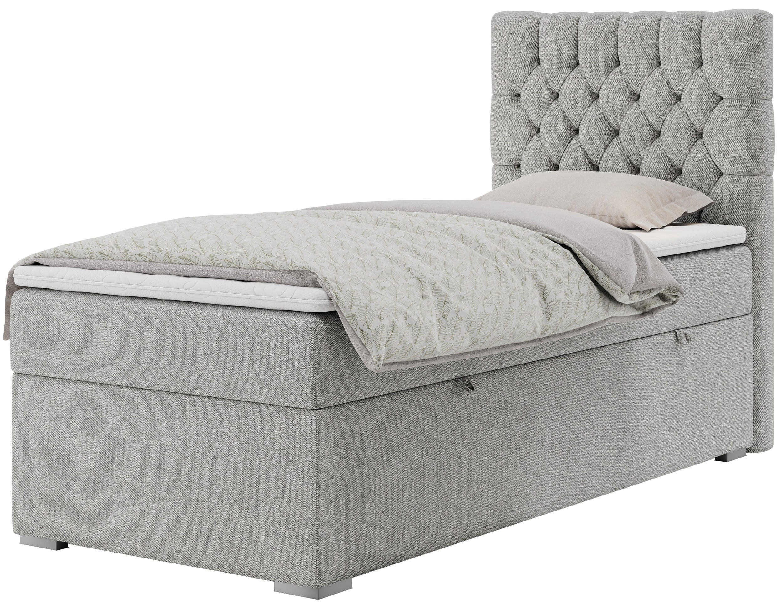 BOXBETT PERA 90/200 Hellgrau Struktur - H3 - Rechts Seite - Hellgrau, Holz/Textil (90/200cm) - MKS