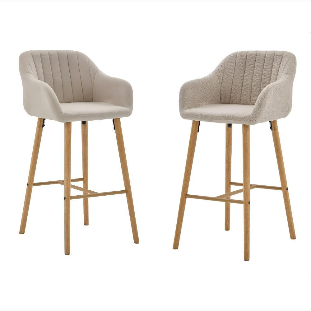 BARHOCKER,2ER-SET,BARSTÜHLE,KÜCHENSTÜHLE,LEINEN,BEIGE - Beige, Textil (55/104/51cm) - LVHOM