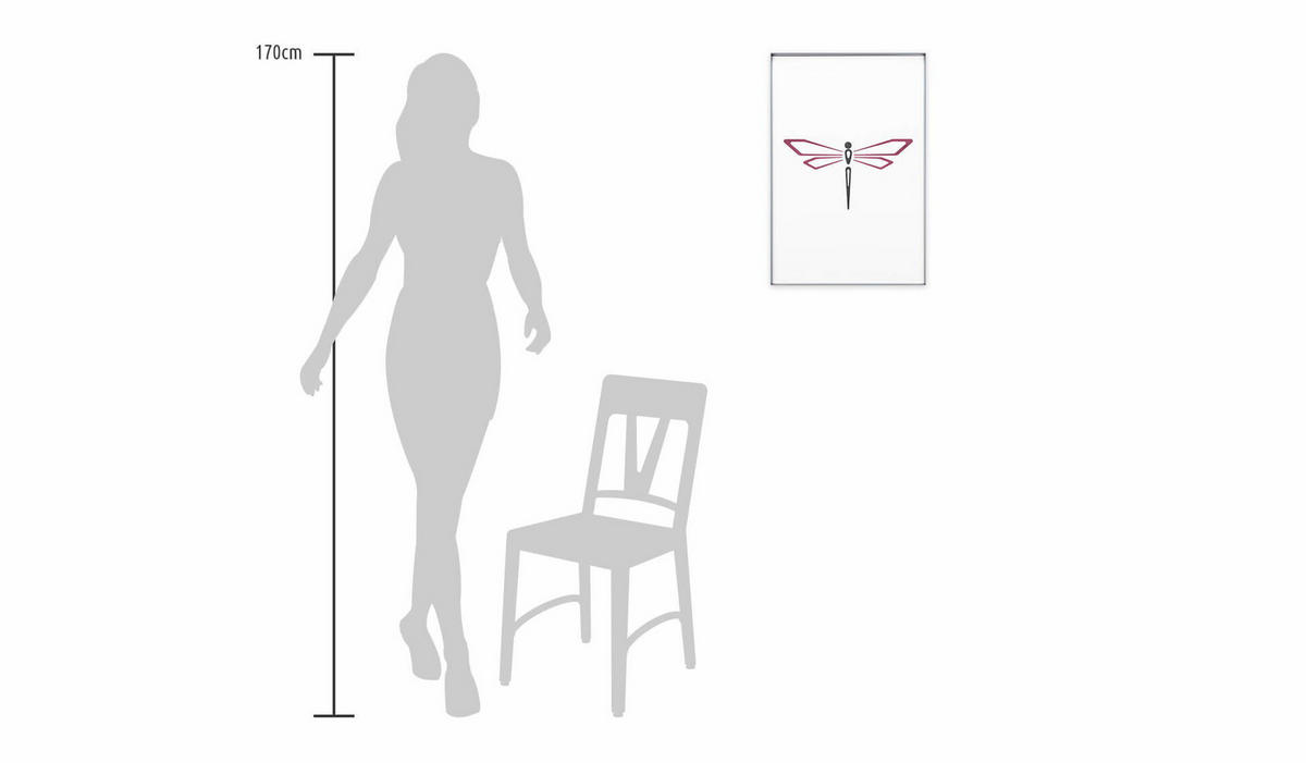 WANDBILD Rosa 40/60 cm - Pink/Schwarz, Glas (1/60cm) - KUNSTLOFT