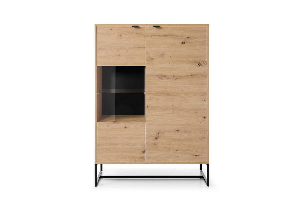 VITRINENSCHRANK BEIGE - Beige, Holzwerkstoff (93/133/39cm) - FURNLUX