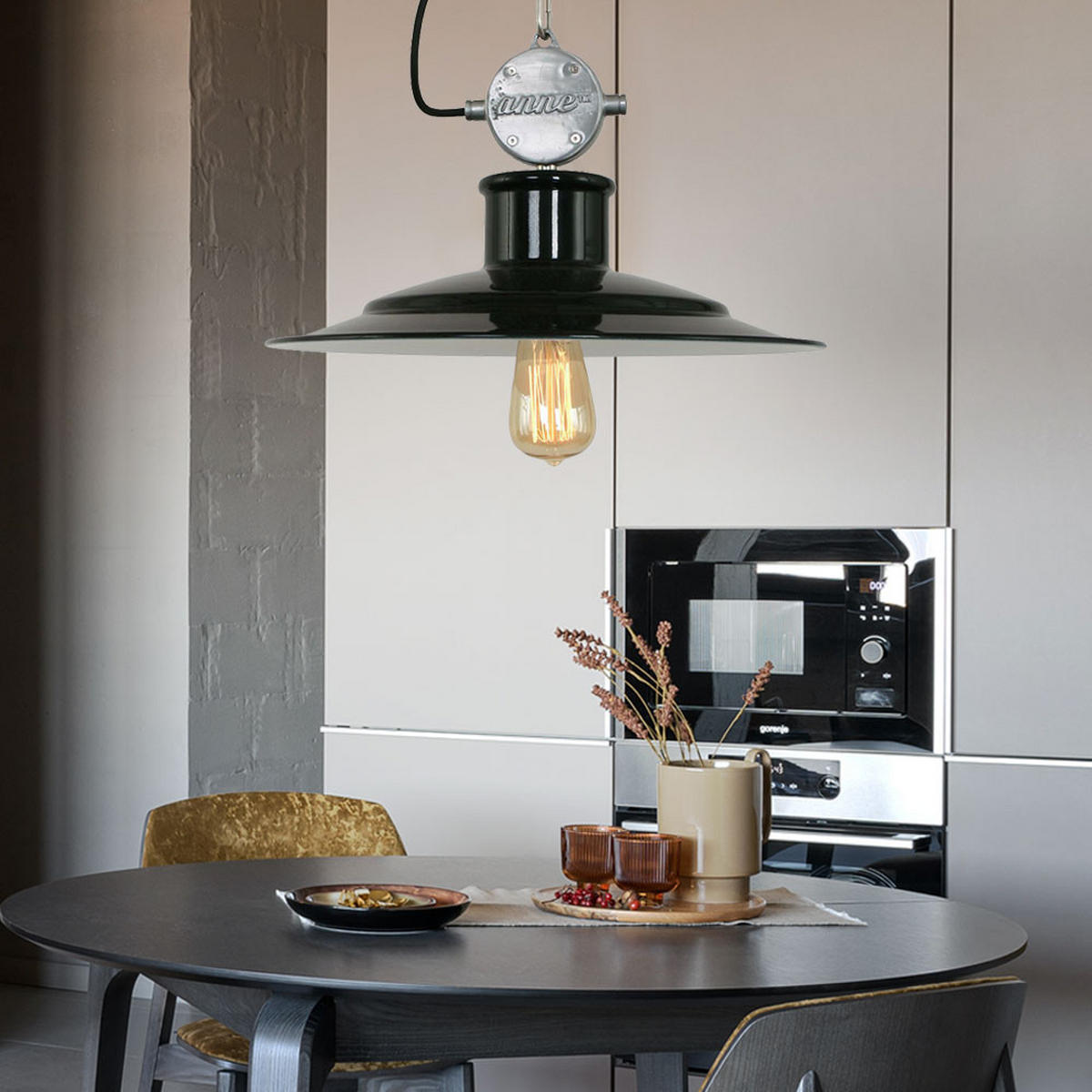 HÄNGELEUCHTE Millstone Metall Schwarz Silber - Schwarz, Metall (40/40/195cm)