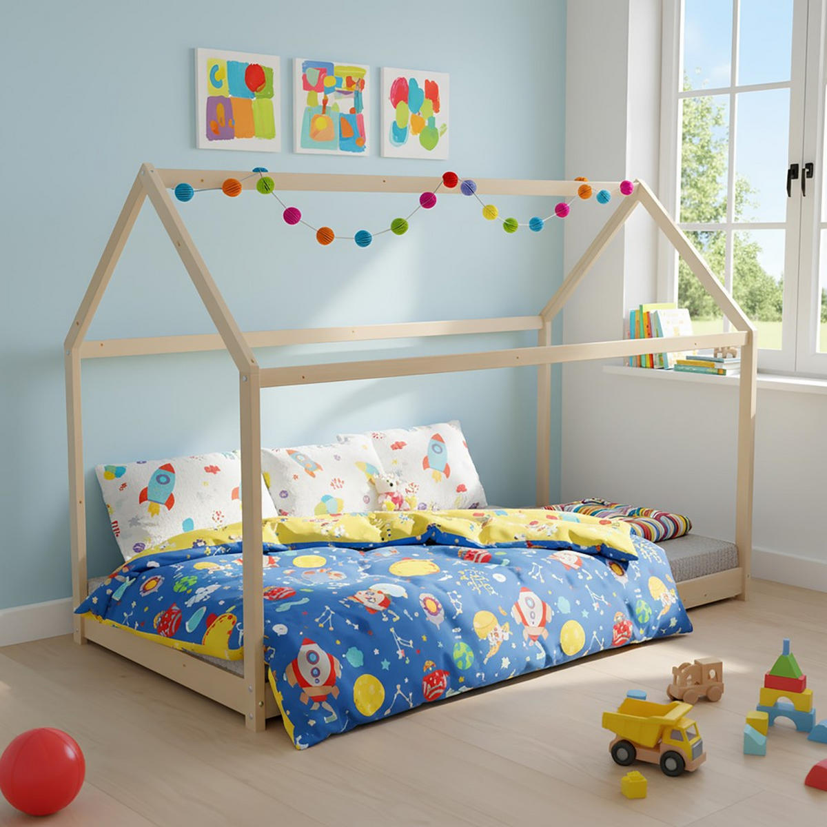 HAUSBETT PANDA mit Lattenrost / Kinderbett 90x190 cm - Naturfarben - Naturfarben, Holz (90/190cm) - Weber Industries