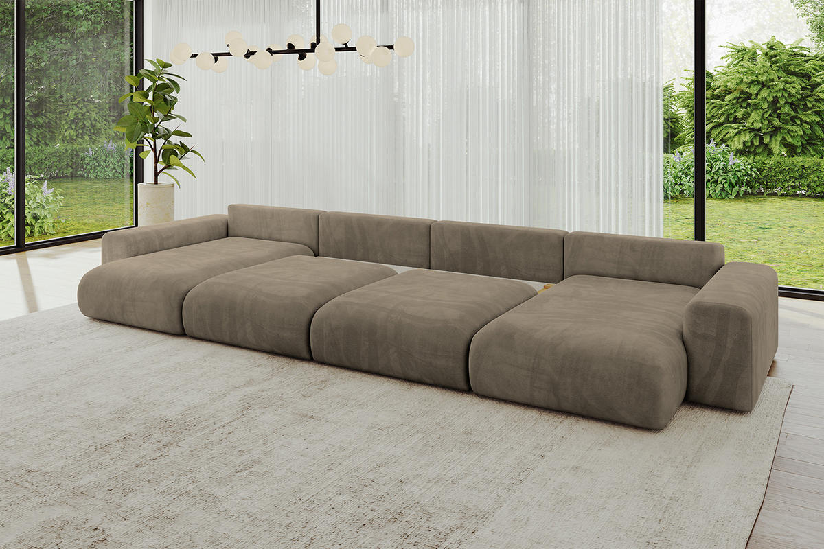 WOHNLANDSCHAFT mit Schlaffunktion ESKAR-U2-464x176x72cm Braun - Braun, Holzwerkstoff/Kunststoff (176/72/464cm) - ALTDECOR
