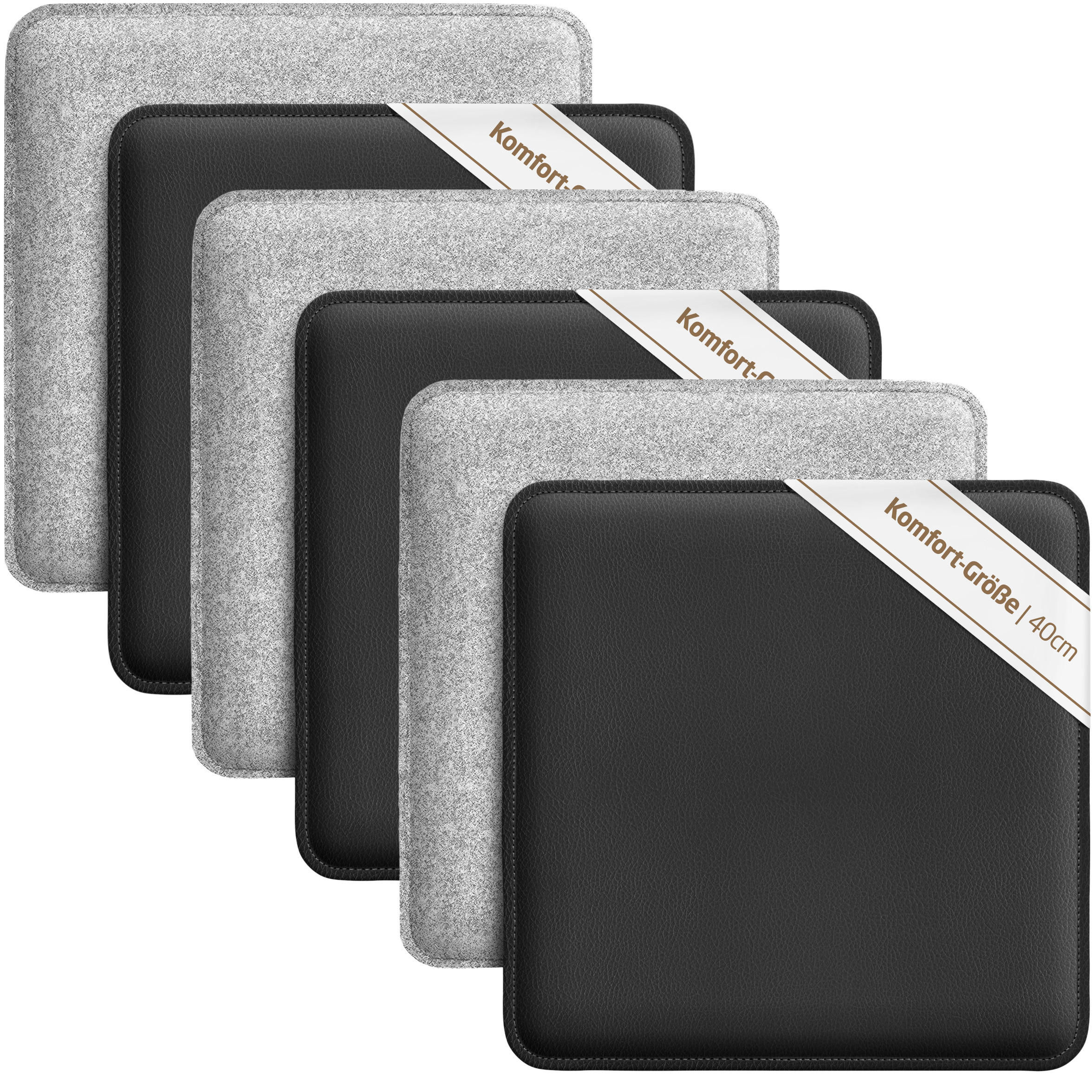 SITZKISSEN zum Wenden Filz und Kunstleder 6er Set - Hellgrau, Textil (40/40/2cm) - Miqio Design
