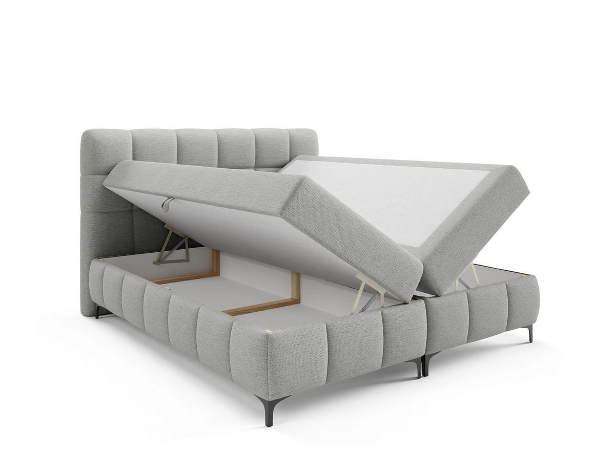 BOXBETT mit Stauraum und Topper 180x200 cm Hellgrau - Hellgrau, Textil (180/200cm) - Home Collective