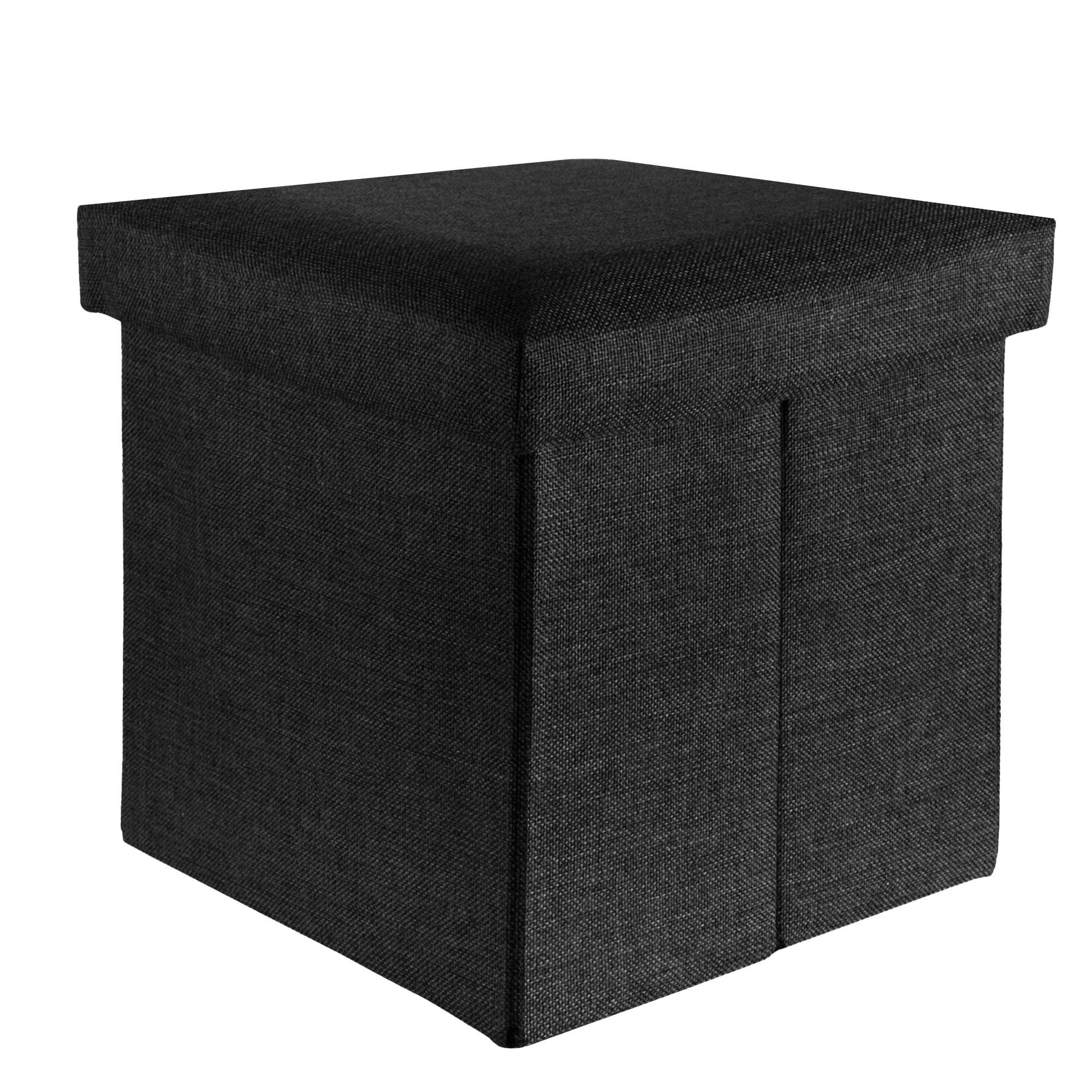 SITZBOX mit Stauraum 30/30/30 cm (Schwarz) - Schwarz, Textil (38/38/38cm) - Intirilife