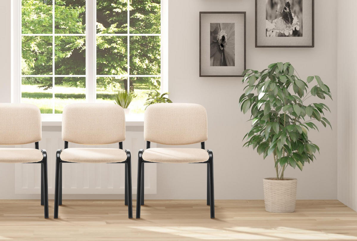 BESUCHERSTUHL Stoff creme - Creme, Textil/Metall (53/83/53cm) - CLP