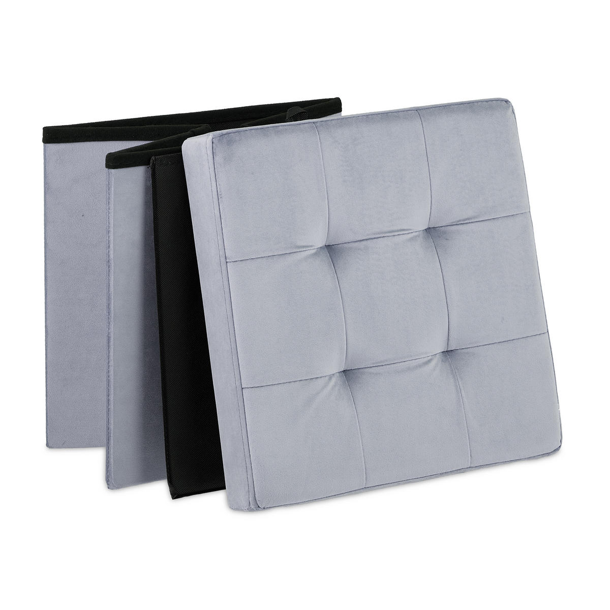 HOCKER - Grau, Holzwerkstoff/Textil (38/38/38cm) - Relaxdays